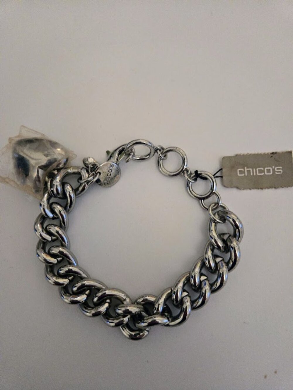 Chico's chunky heart charm bracelet NWT‎